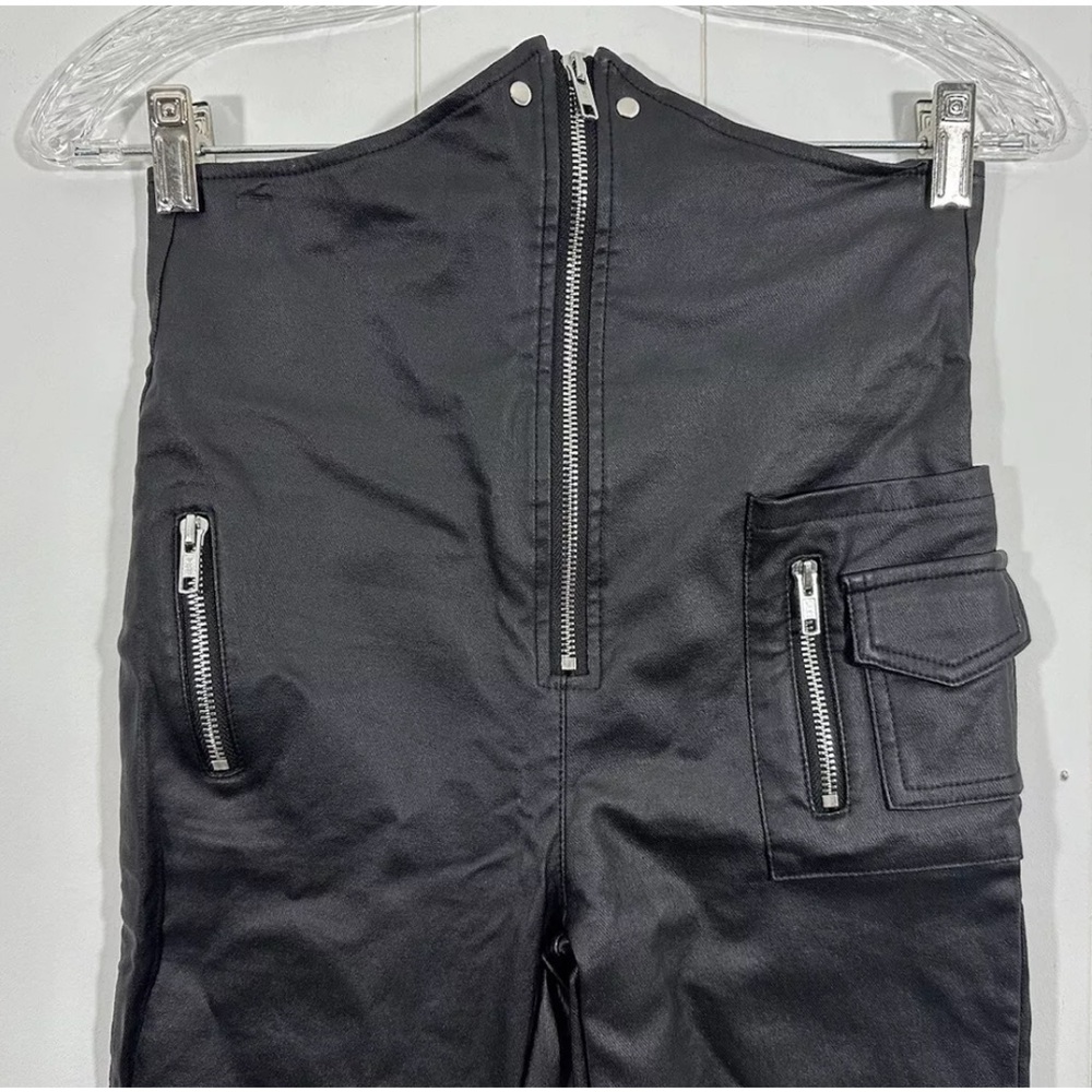 Akira Womens Black Moto Faux Leather Pants Hight Waist Sz Large Zip Front - Picture 2 of 11